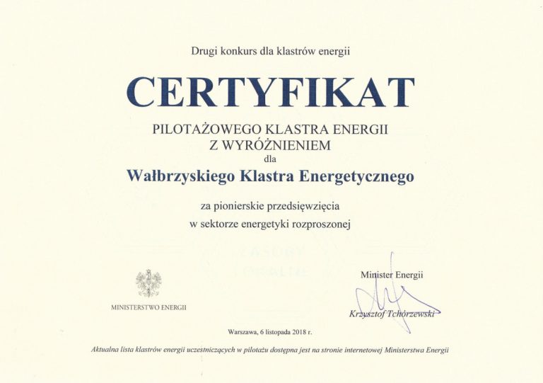 Wałbrzyski Klaster Energetyczny Najlepszy Klaster Energetyczny W Kraju
